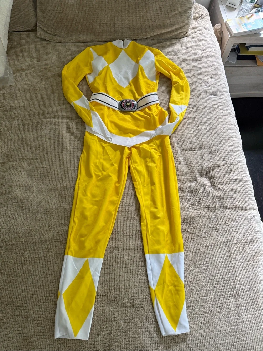 Yellow Diamond-Pattern women’s Costume with Belt